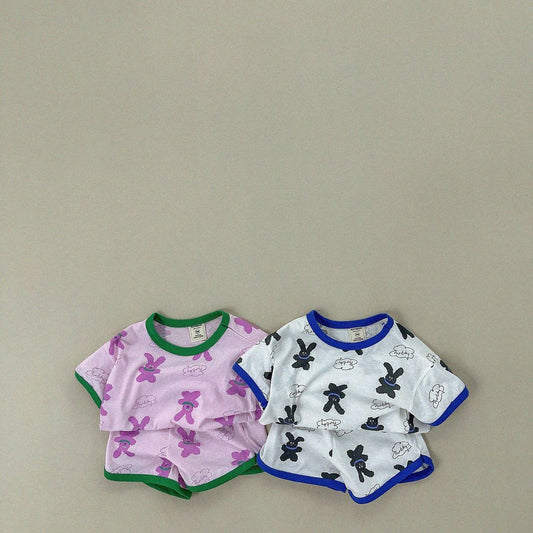 【S4043010】夏季款 兒童套裝 休閒夏裝小童裝 寶寶短袖T恤 兩件套-2色
