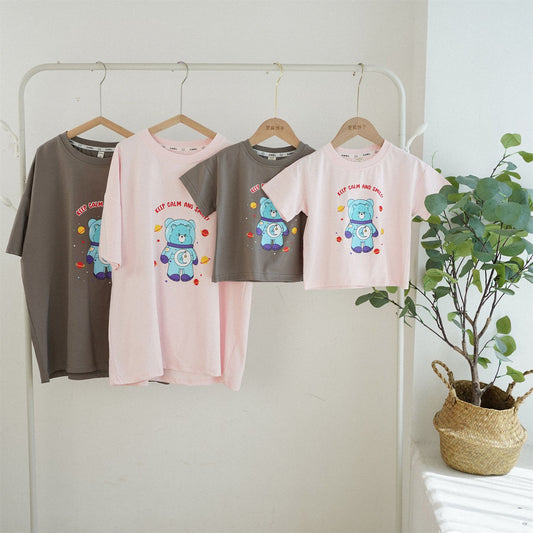 【S4032628】夏季款 親子裝 兒童短袖T恤 寬鬆純棉上衣 可愛-2色