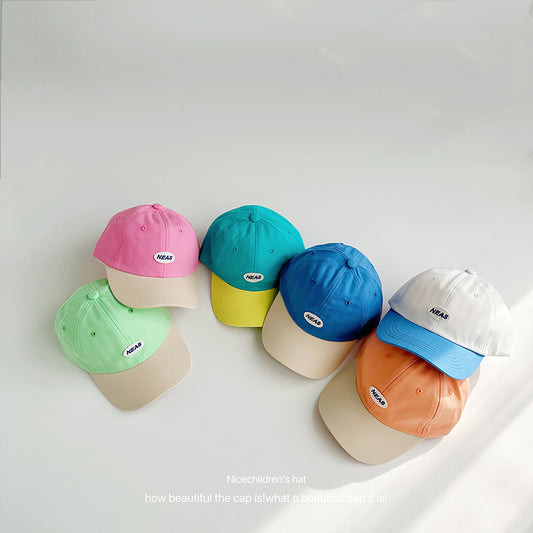 【Y3100318】兒童帽子 兒童棒球帽 小清新 拼色 遮陽帽 字母 軟頂 遮陽帽子-9色