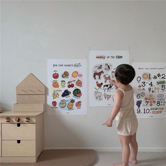 【Y4042328】兒童房裝飾 韓國早教認知圖片 形狀 顏色 字母 數字 兒童房浴室防水貼畫裝飾圖