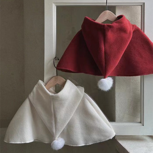 【K3122214】秋冬款 嬰幼兒童斗篷 紅色斗篷 聖誕新年款連帽披風披肩-2色
