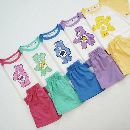 【S4032602】夏季款 兒童短袖套裝 兩件套純棉卡通兩件套彩色-多色