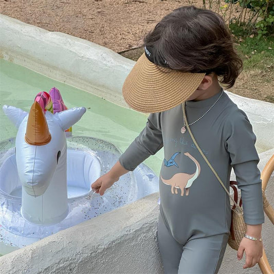 【S3050512】夏季款 嬰幼兒童泳衣 可愛卡通兒童舒適長袖連身款恐龍泳裝帥氣寶寶溫泉度假