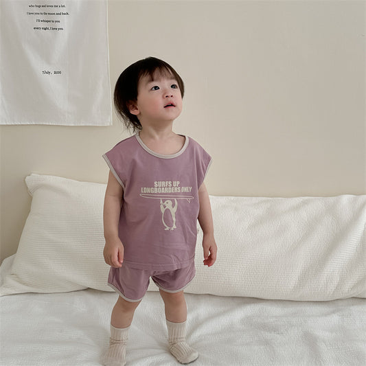 【K4040215】夏季款 嬰幼兒童套裝 夏季套裝薄款兩件套-2色