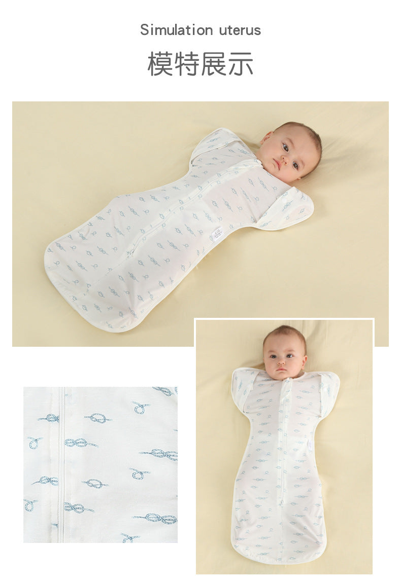【Y4041203】嬰兒包巾 竹節棉 防驚跳襁褓包巾 新生兒抱被 投降式 睡袋 可伸袖-多色