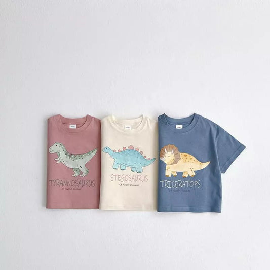 【S4022323】夏季款 嬰幼兒童短袖T恤 純棉短袖童T 恐龍 半袖寶寶可愛T恤-3色