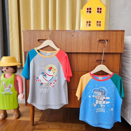 【S4032617】夏季款 兒童短袖T恤 純棉短袖動物T恤 卡通半袖上-2色