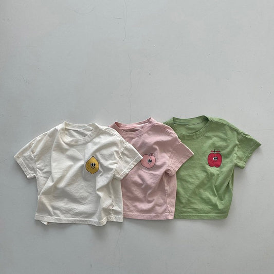 【K4040511】夏季款 嬰幼兒童T恤 短袖水果圓領短袖簡約T上衣-3色