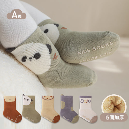 【Y3120514】嬰幼兒童襪子 新生兒寶寶襪可愛卡通嬰兒無骨室內防滑點膠學步襪子-5色
