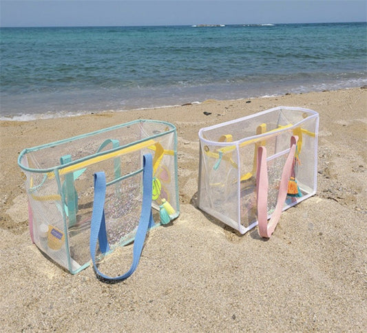 【Y4042313】沙灘包 透明防水包旅行大容量 媽咪包 游泳包 購物手提收納袋