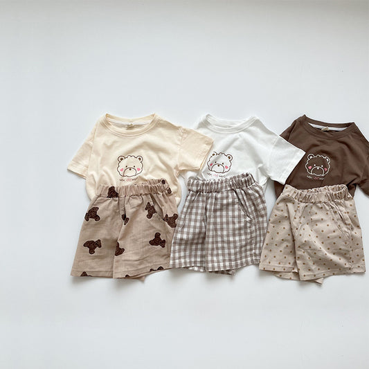 【S3042506】夏季款 嬰幼兒童上衣/短褲 寶寶薄款純棉短袖T恤褲子 -3款