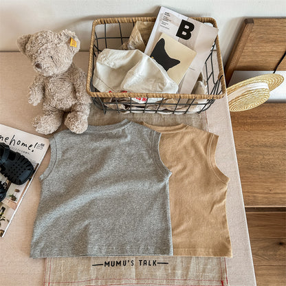 【S3052621】夏季款 嬰幼兒童短袖上衣 英文字母印花活性T恤 男女皆可-2色