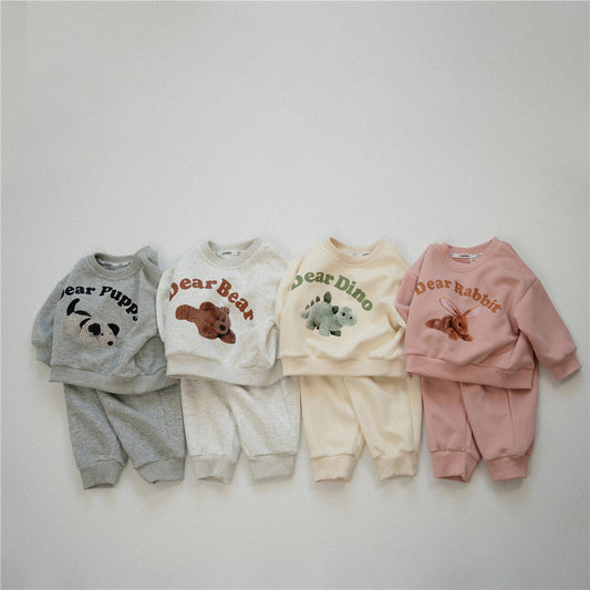 【S3082909】秋季款 嬰幼兒童套裝 印花運動套裝衛衣衛褲兩件套-4色