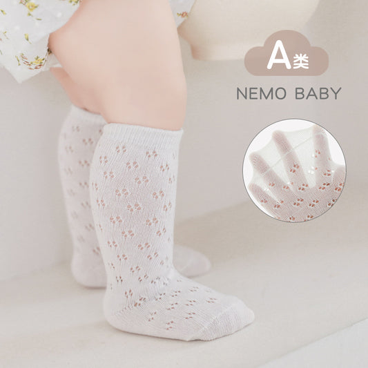 【Y3041118】夏季款 嬰幼兒童襪子 薄款嬰移圈鏤空網眼中筒襪-4色