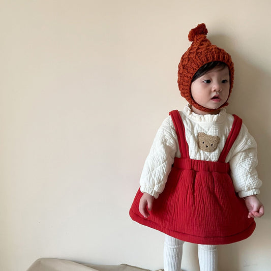 【K2112209】秋冬款 兒童棉服冬裝加棉加厚紅色拜年服兩件套套裝
