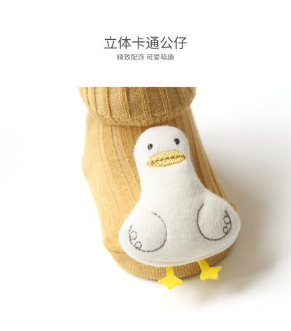 【Y2082302】秋冬嬰兒卡通公仔中筒襪防滑點膠學步襪(0-3歲)-5色