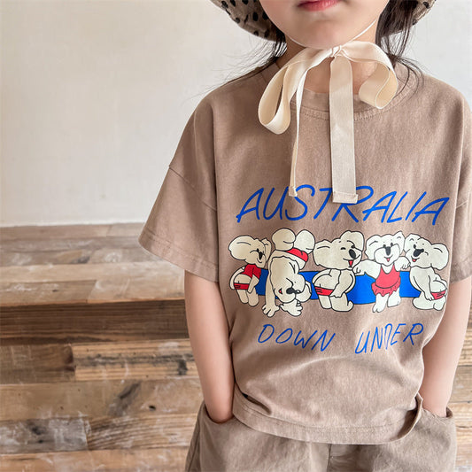 特價❗【S122277】夏季款 兒童上衣 卡通印花休閒短袖T恤-2色