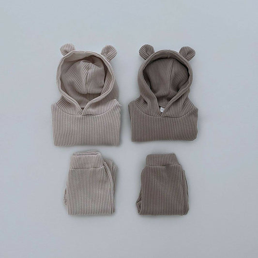 【S3082916】秋季款 嬰幼兒童套裝 運動棉質連帽衛衣褲子兩件套-2色