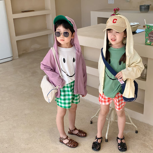 【D2022X24】夏季 兒童外套 素色防曬外套 兒童長袖連帽外套-2色