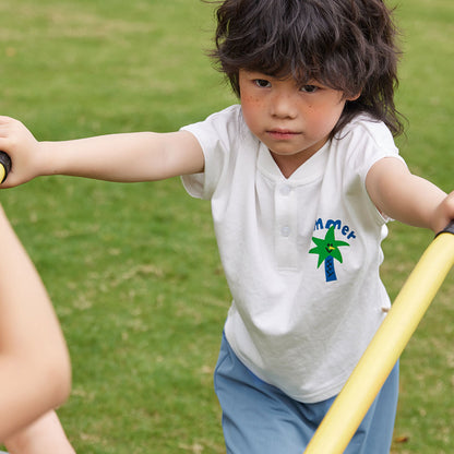 【D4051004】夏季款 兒童短袖T恤衫 Polo領衫 素色小童半袖T薄款-4色 - Baby Parks 童裝批發