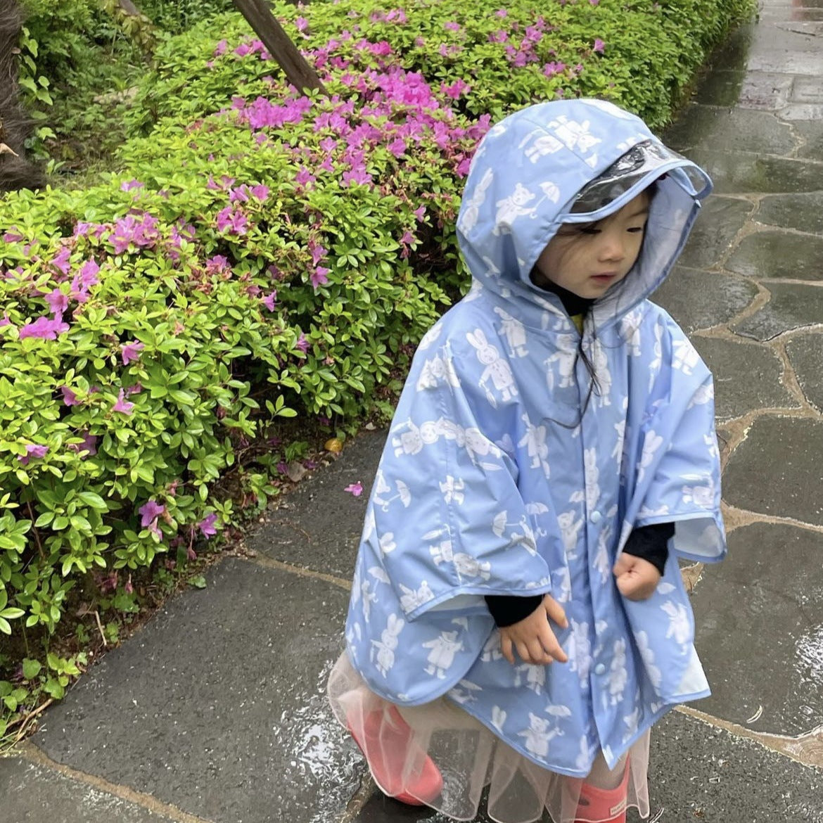 【Y3082515】嬰幼兒童雨衣 韓國斗篷式雨衣卡通小熊寶寶幼兒園男童女童防水連帽雨披-2色 - Baby Parks 童裝批發