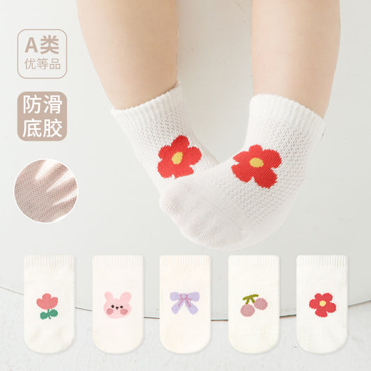 【Y4050306】(5雙組)嬰兒襪子可愛小兔船襪 無骨 精梳棉 防滑 男女寶寶襪子
