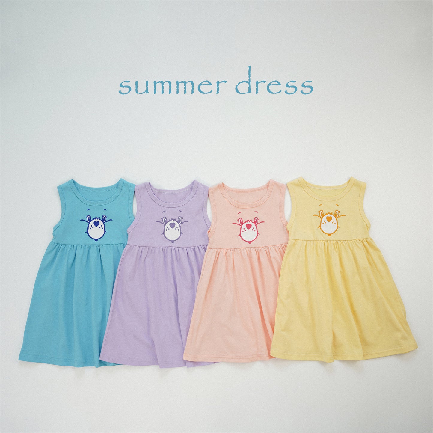 【S4042636】夏季款 兒童洋裝 刺綉連衣裙 無袖女寶寶背帶裙 兒童裙子女孩裙-4色