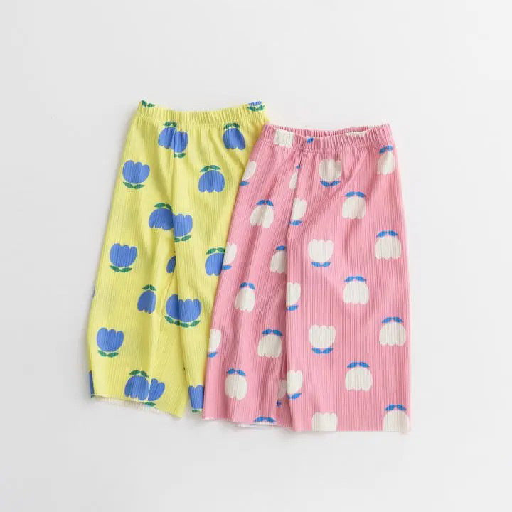 【S4042638】夏季款 兒童套裝 休閒空調服 花朵寬鬆長褲 家居服套裝兩件套-2色