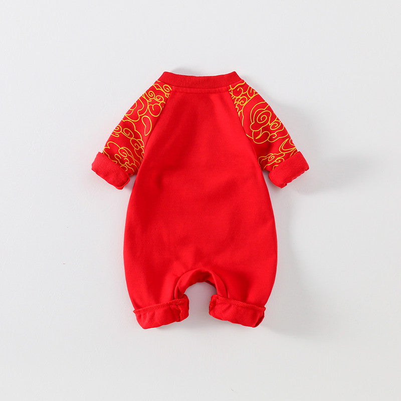  【D4112914】新年嬰幼兒紅色喜慶連身爬服 包屁衣 66-90cm 新年裝Baby Parks 童裝批發 Baby Parks 童裝批發