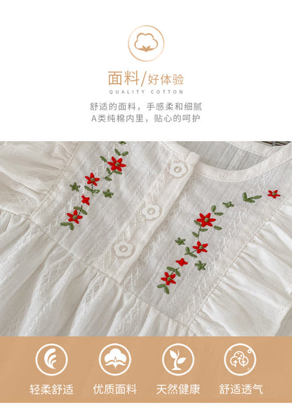 【K3041802】夏季款 嬰幼兒童包屁衣 純棉刺繡圓領短袖爬服 - Baby Parks 童裝批發