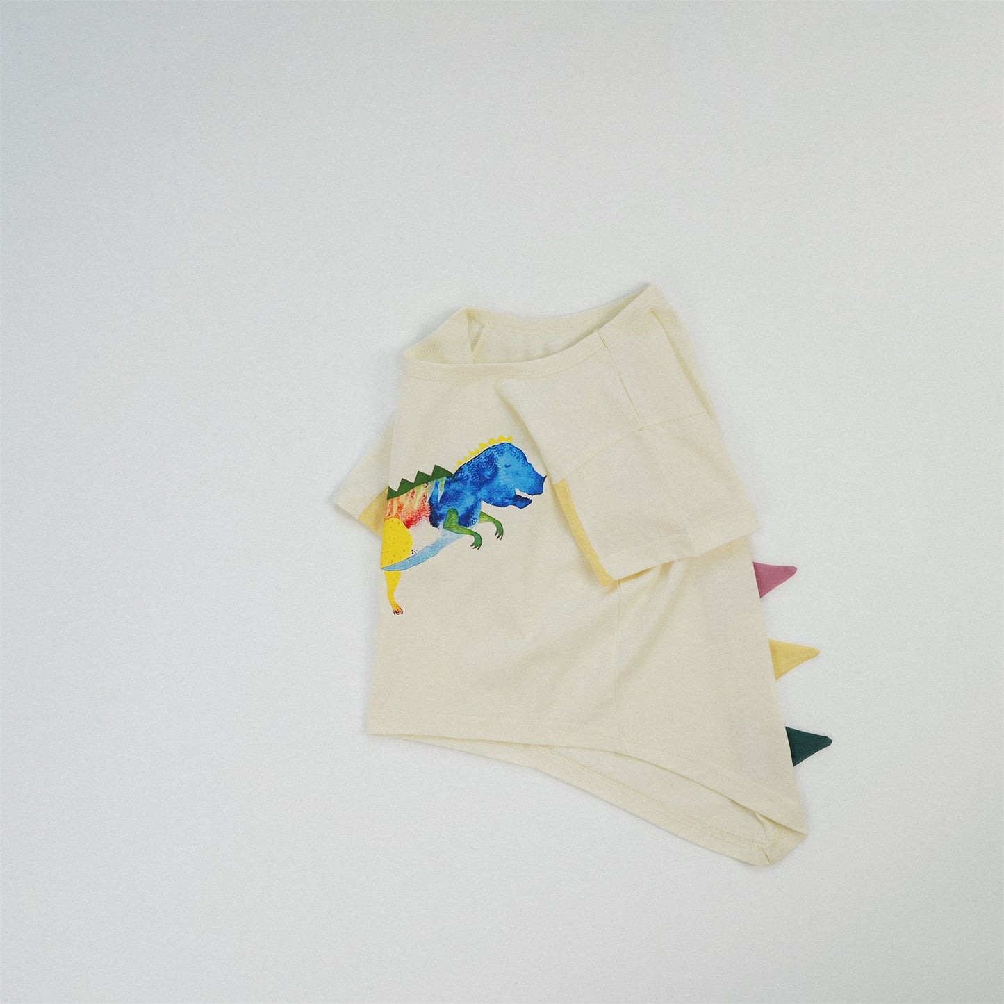 【S4042635】夏季款 兒童恐龍短袖T恤 純棉 拼色 寬鬆韓版T恤 寶寶圓領上衣-2色