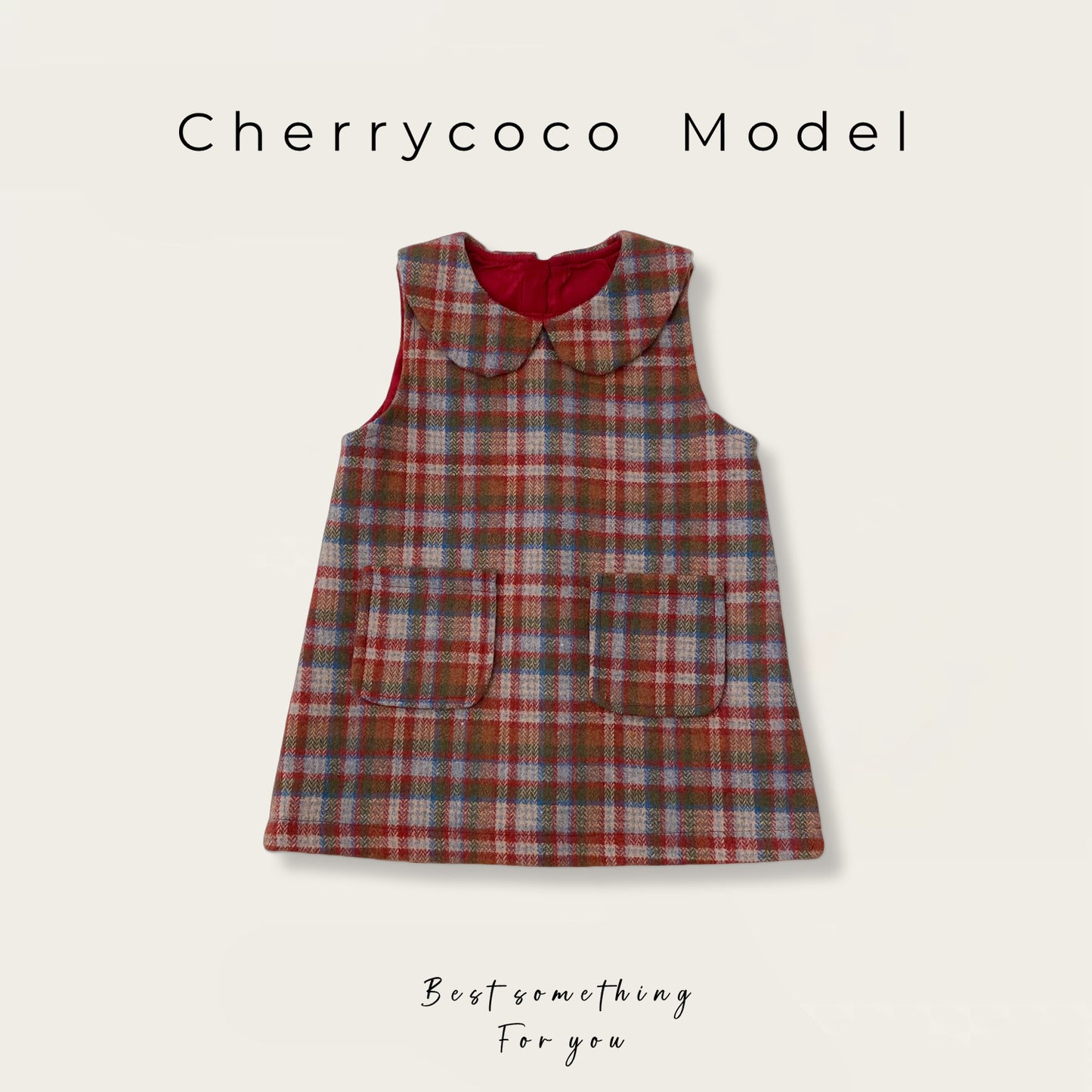  【D4112220】Cherrycoco 新年款秋冬女童毛呢格子翻領背心裙，90-130cm，時尚優雅，適合寒冷季節日常穿搭和家庭聚會。Baby Parks 童裝批發 Baby Parks 童裝批發