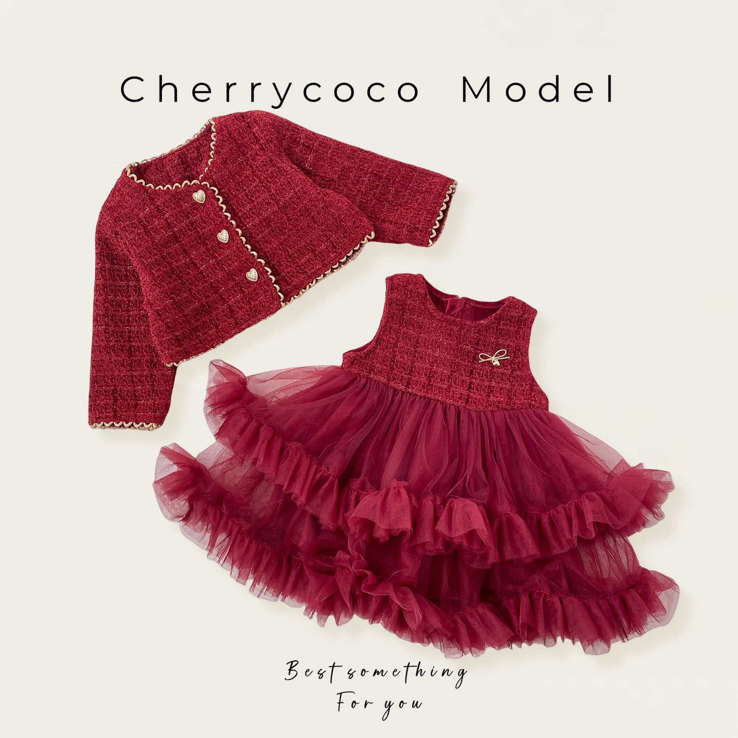  【D4112206】Cherrycoco 新年款兒童套裝，氣質小香風加絨外套，時髦背心裙三件套，保暖過年服裝Baby Parks 童裝批發 Baby Parks 童裝批發