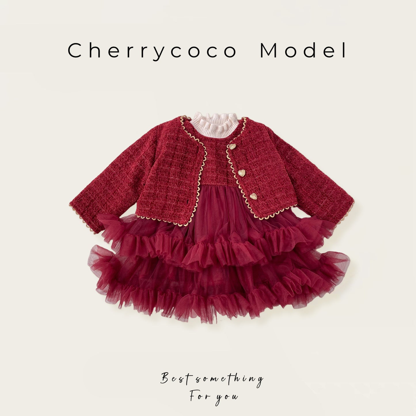  【D4112206】Cherrycoco 新年款兒童套裝，氣質小香風加絨外套，時髦背心裙三件套，保暖過年服裝Baby Parks 童裝批發 Baby Parks 童裝批發