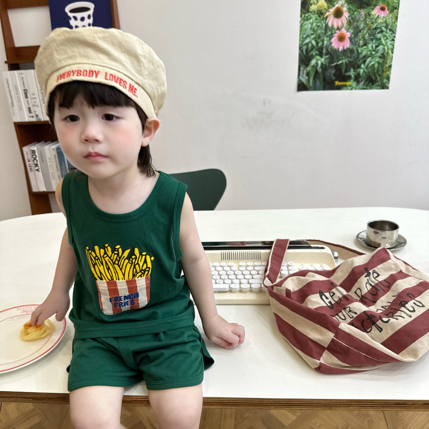 【D3061614】夏季款 嬰幼兒童套裝 立體印花背心+短褲兩件套 寶寶套裝-3色 - Baby Parks 童裝批發