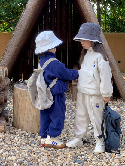 【D3121901】秋冬款 嬰幼兒童套裝 搖粒絨套裝卡通衛衣兩件套 幼兒園保暖套裝-2色 - Baby Parks 童裝批發