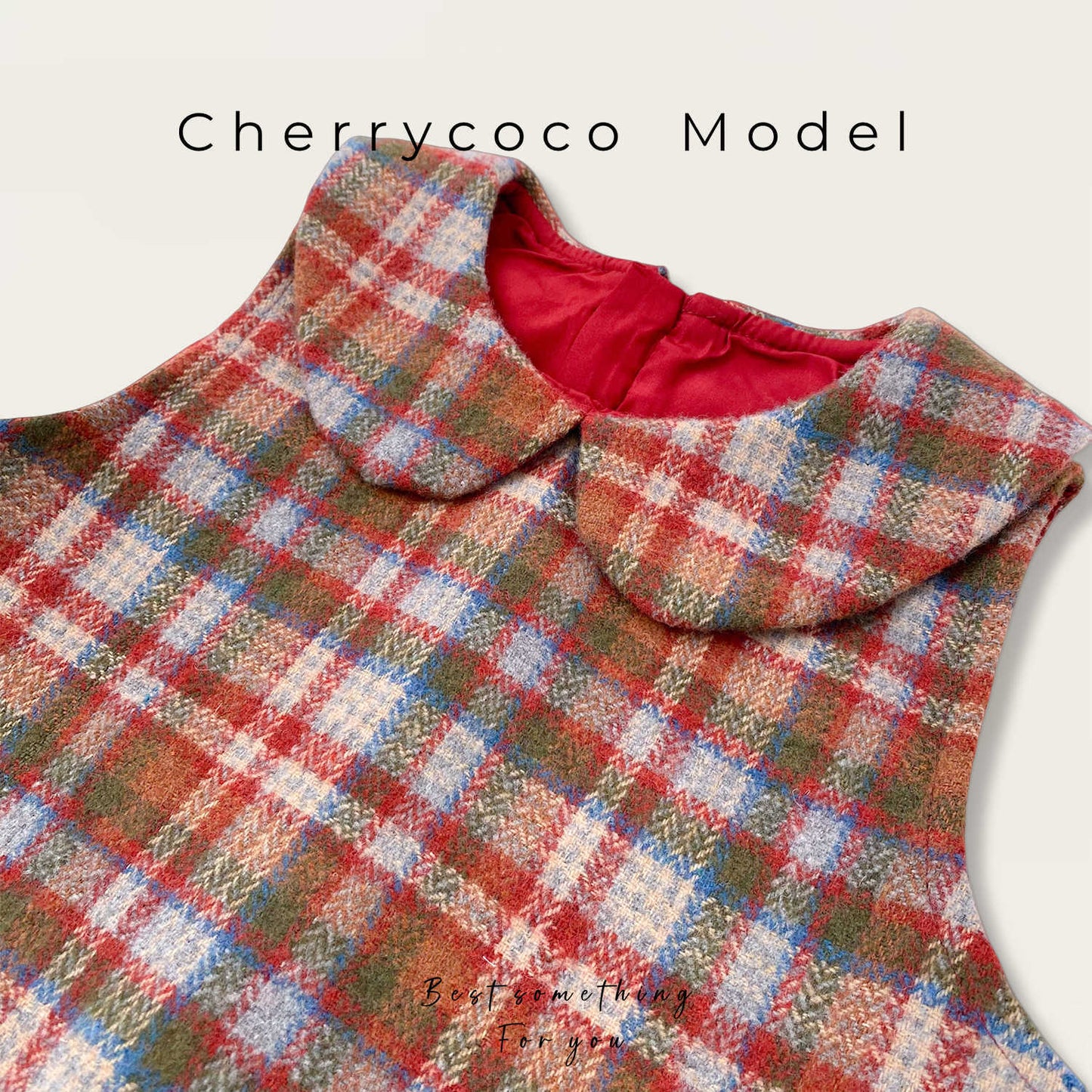  【D4112220】Cherrycoco 新年款秋冬女童毛呢格子翻領背心裙，90-130cm，時尚優雅，適合寒冷季節日常穿搭和家庭聚會。Baby Parks 童裝批發 Baby Parks 童裝批發