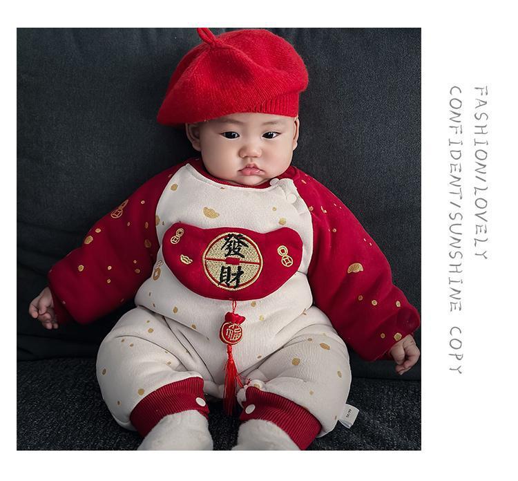  【D4112915】新年嬰幼兒拜年服 連身爬服 保暖外出服 66-90cm新年裝Baby Parks 童裝批發 Baby Parks 童裝批發