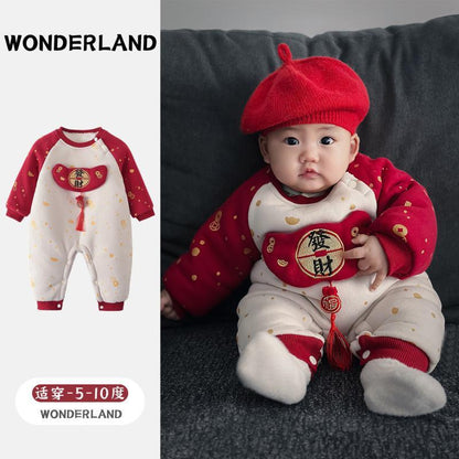  【D4112915】新年嬰幼兒拜年服 連身爬服 保暖外出服 66-90cm新年裝Baby Parks 童裝批發