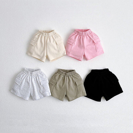 【S4050712】｜韓版｜兒童口袋工裝短褲-5色