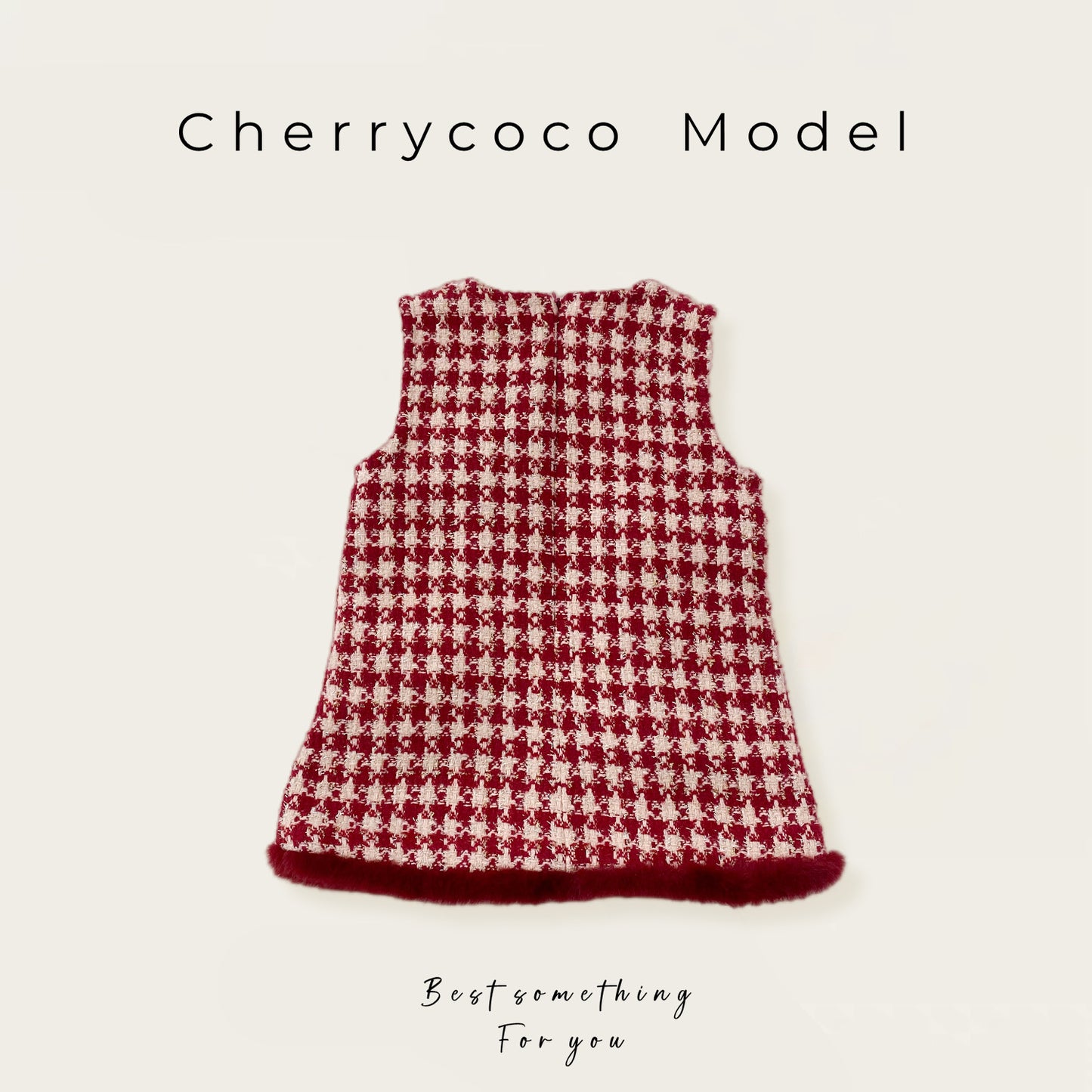  【D4112207】Cherrycoco女童新年款甜美愛心毛呢加絨背心裙，針織衫蓓蕾帽套裝，秋冬必備時尚童裝Baby Parks 童裝批發 Baby Parks 童裝批發