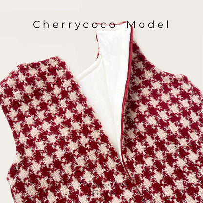  【D4112207】Cherrycoco女童新年款甜美愛心毛呢加絨背心裙，針織衫蓓蕾帽套裝，秋冬必備時尚童裝Baby Parks 童裝批發