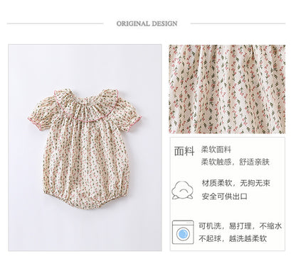 【K3060608】夏季款 嬰幼兒童家居服 包屁衣 純棉連身碎花套裝爬服短袖包屁衣-2款 - Baby Parks 童裝批發