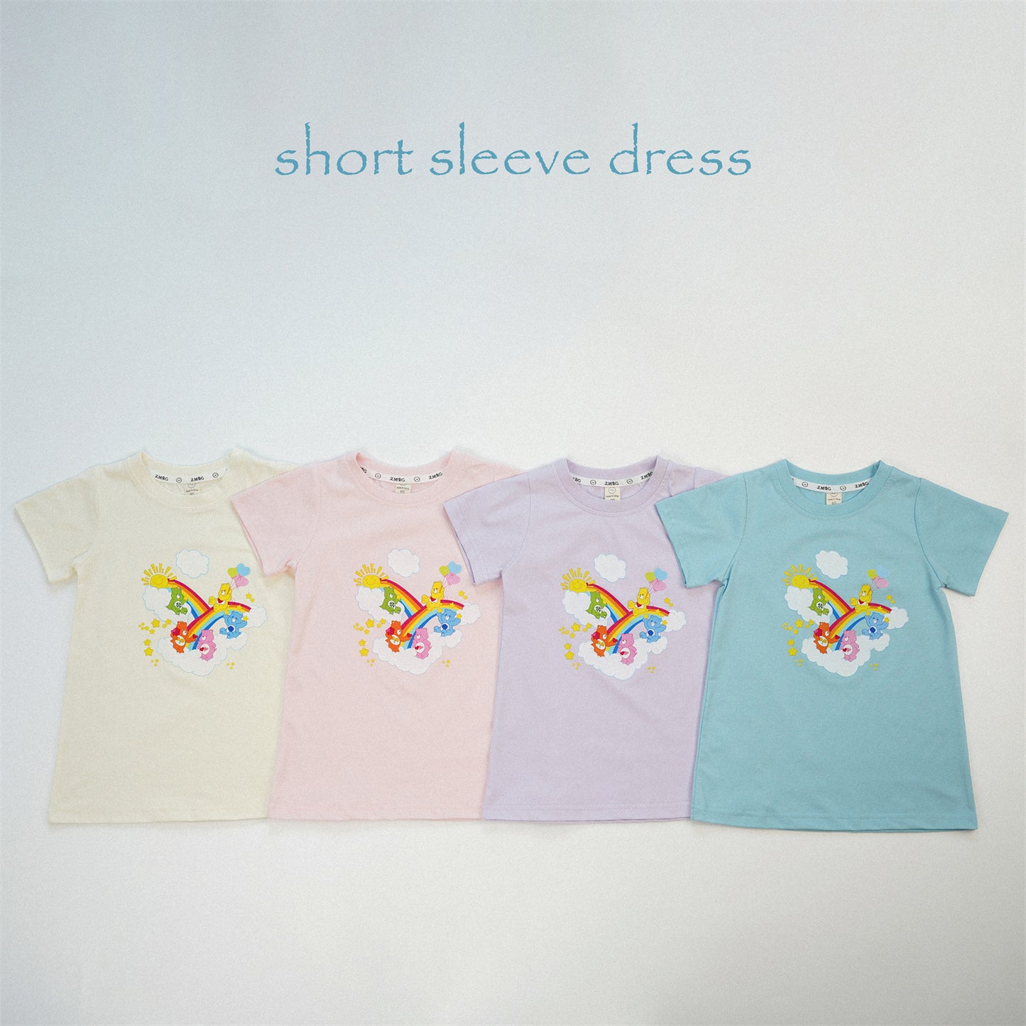 【S4042630】夏季款 兒童洋裝 短袖裙子 純棉 親子裝 連衣裙 母女裝 卡通小熊洋裝裙子-4色