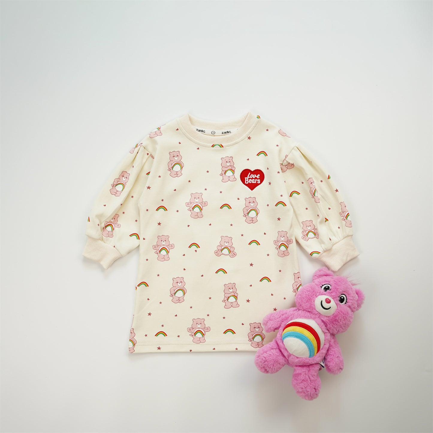  【S4111527】韓版女童連身洋裝 衛衣裙 中長款彩虹熊Care Bears，適合80-130cmBaby Parks 童裝批發 Baby Parks 童裝批發