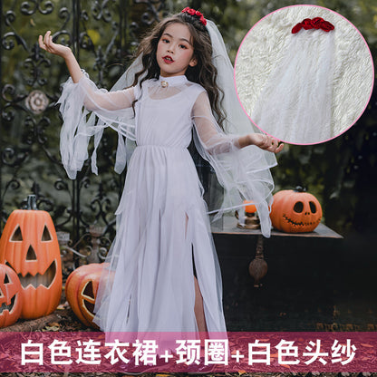 【D4091308】萬聖節服裝 兒童暗黑惡魔鬼新娘長裙吸血鬼女巫巫婆 - Baby Parks 童裝批發