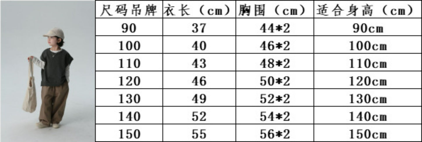 【D4092706】BOBOKIDS 兒童背心 疊穿後字母背心衫 日系童裝