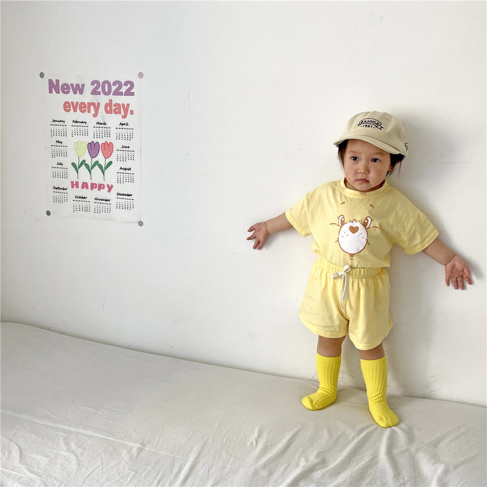 【S22176】兒童套裝 包屁衣 夏季短袖韓版小熊兩件套/爬服-4色 - Baby Parks 童裝批發