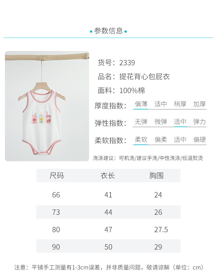  【K3041819】特賣款 夏季 嬰幼兒童包屁衣 純棉提花薄款無袖三角爬服-7色Baby Parks 童裝批發 Baby Parks 童裝批發