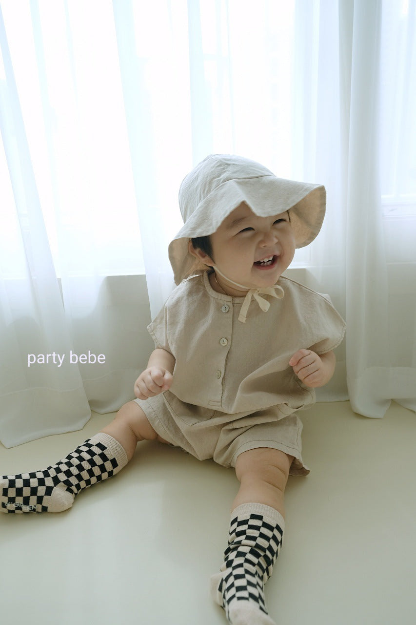  【N3172】夏季款 嬰幼兒童包屁衣 薄款格子連身爬服+帽子-2色Baby Parks 童裝批發 Baby Parks 童裝批發